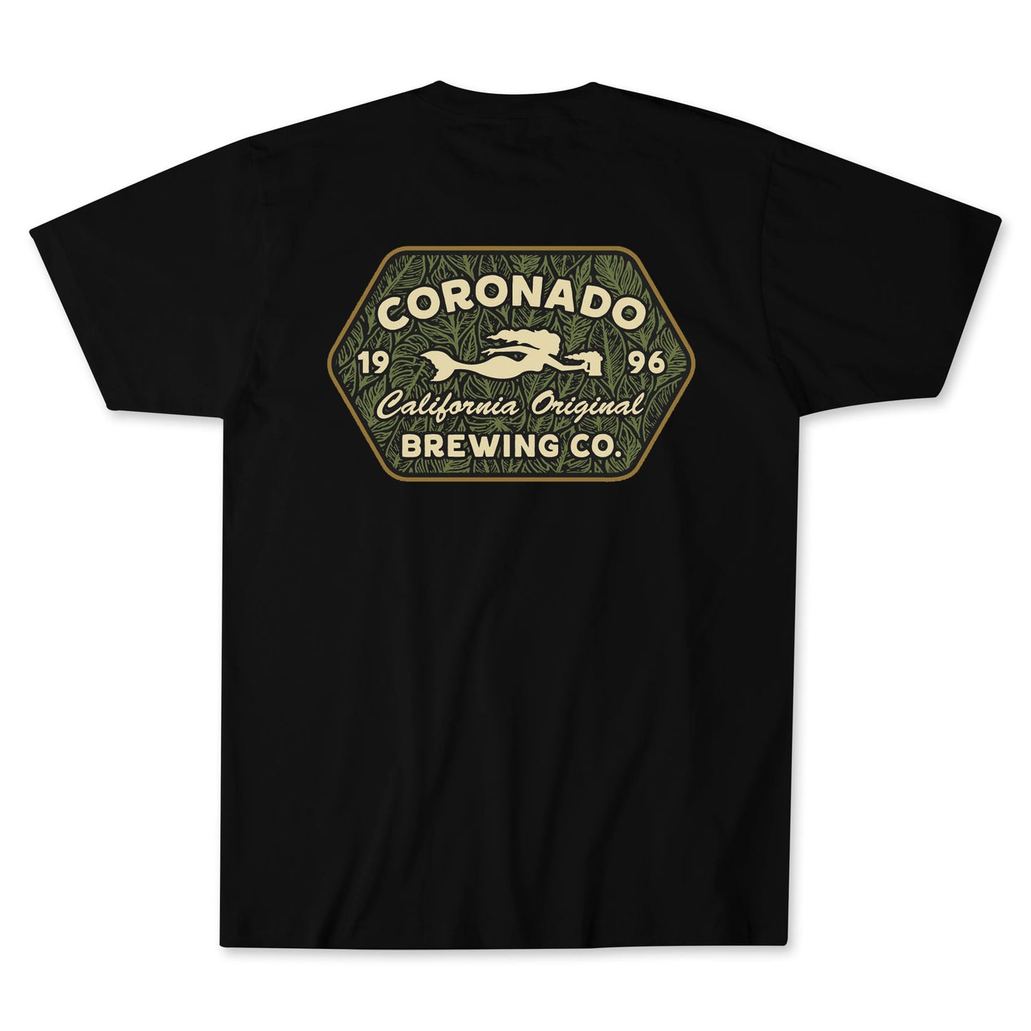 Black t-shirt with Coronado Brewing Co. logo on a white background