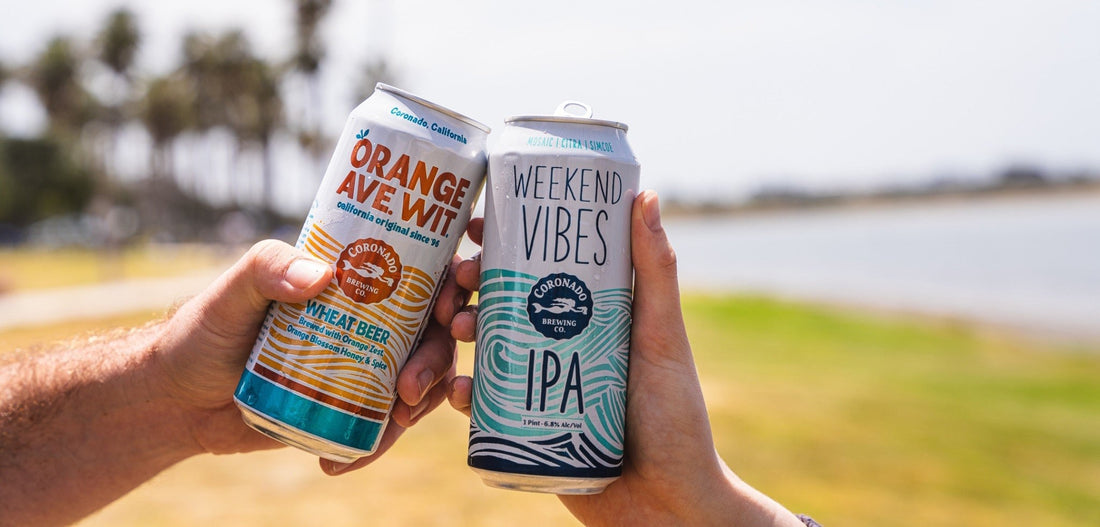 Coronado Brewing Orange Ave Wit and Weekend Vibes IPA cans