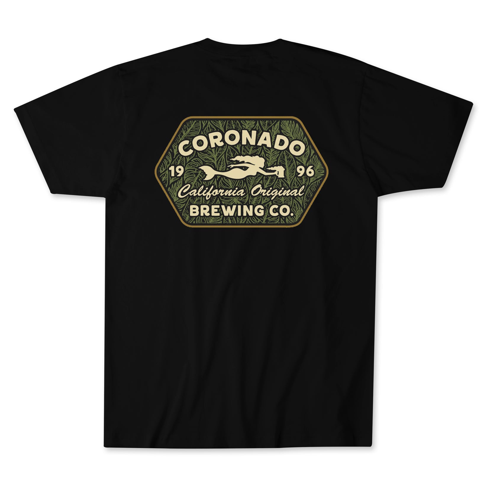Black t-shirt with Coronado Brewing Co. logo on a white background