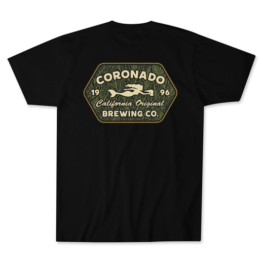 Black t-shirt with Coronado Brewing Co. logo on a white background