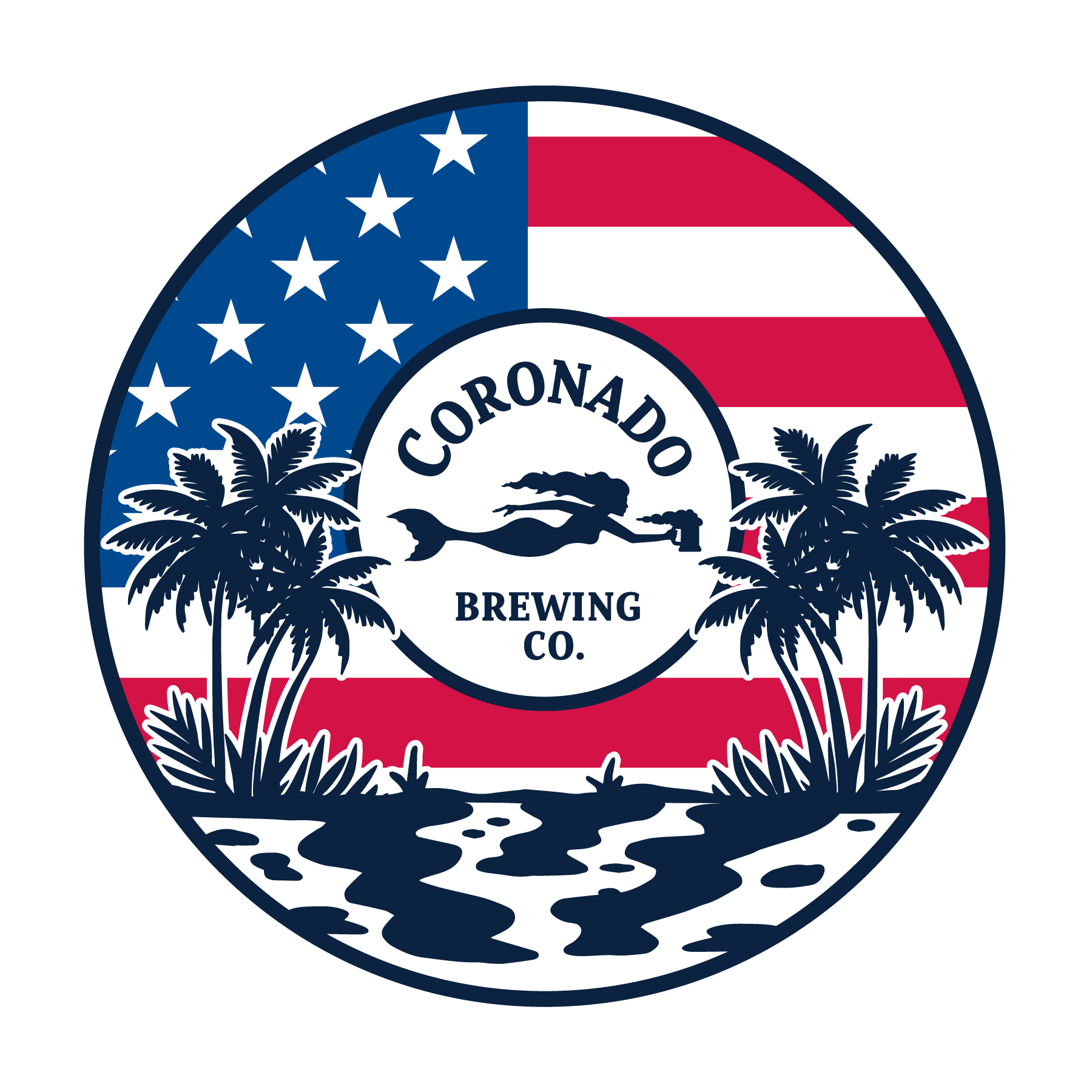 Logo of Coronado Brewing Co. with American flag design