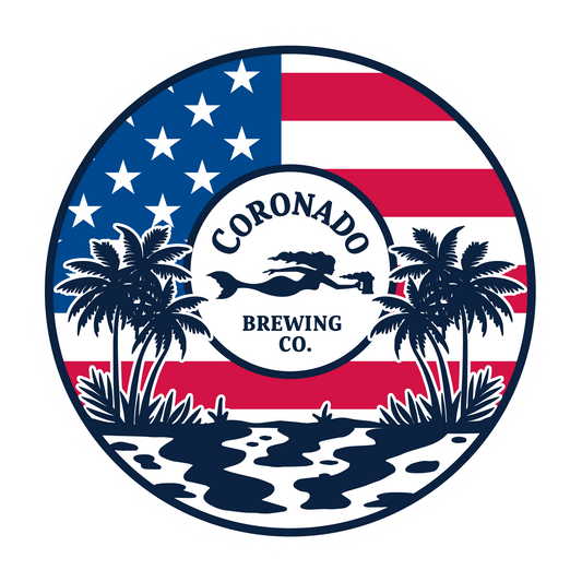 Logo of Coronado Brewing Co. with American flag design
